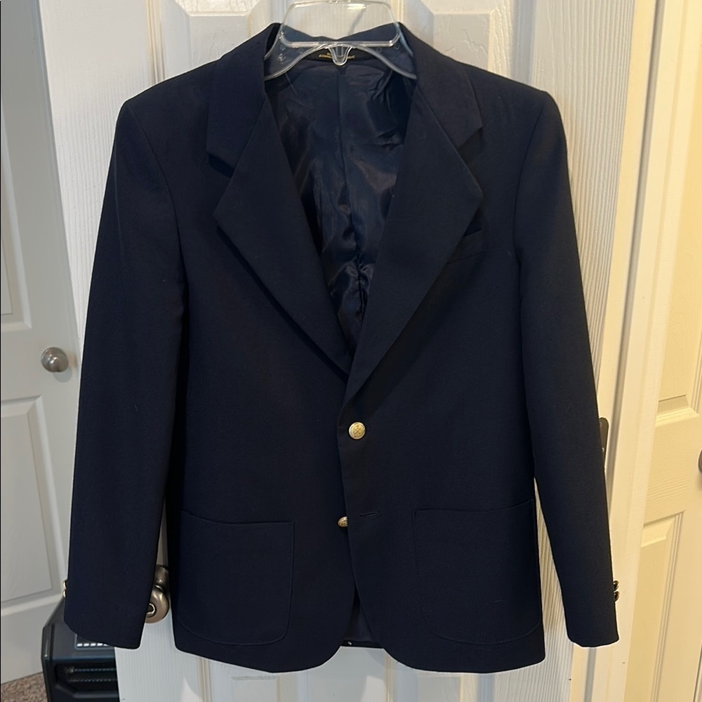 Van Heusen Kids Navy Sport Coat with Notched Lapels Size Y16